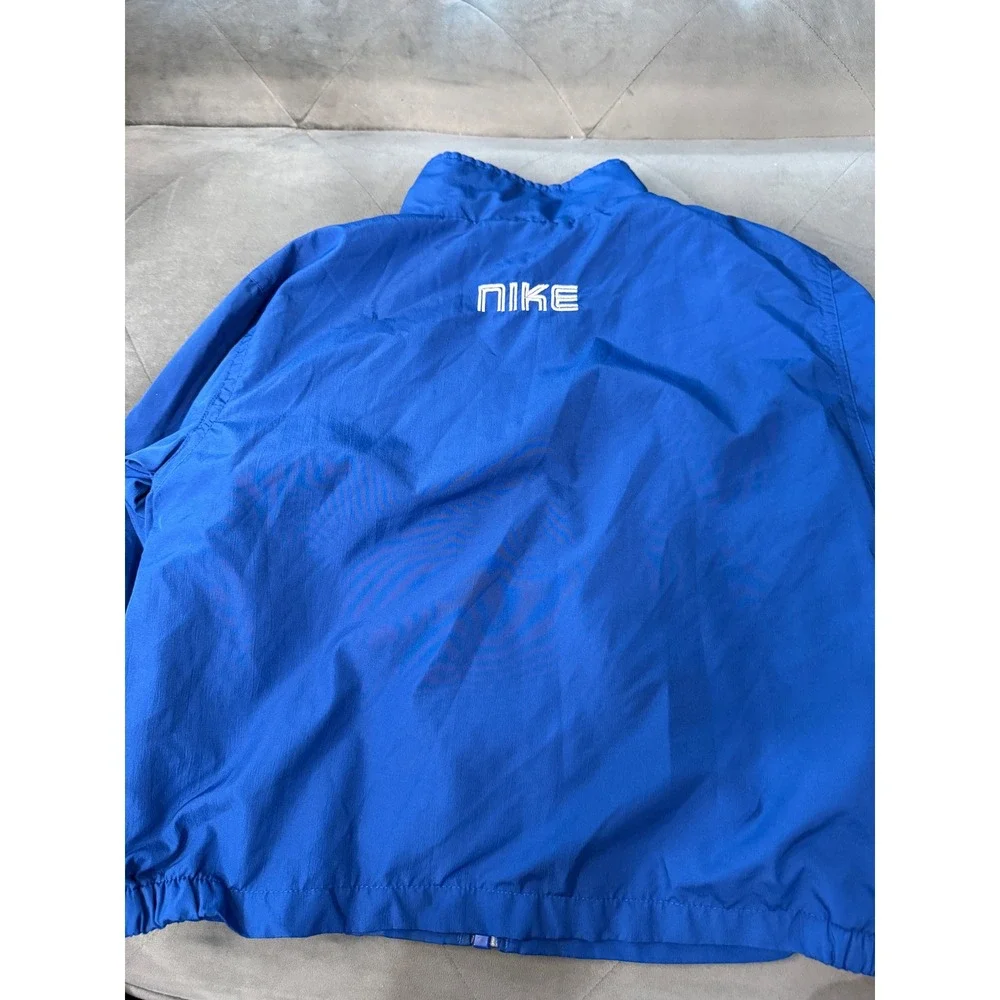 Vintage Nike Boys‎ Blue White Stripe Full Zip Windbreaker Track Jacket Small 4/5